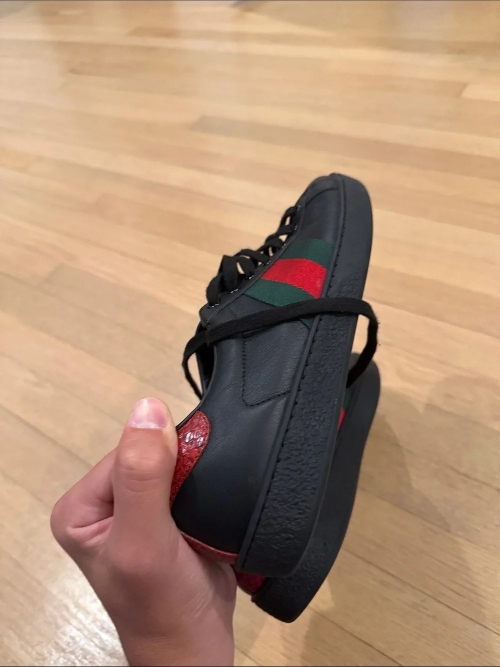 Gucci Black Leather Sneakers men’s 8 women’s 9.5 Runs big